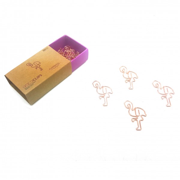 GOLDCLIP Büroklammer Flamingo in roségold - Heftklammern mit Verpackung (Inh. 15 Stück)
