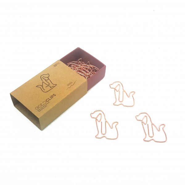 GOLDCLIP Büroklammer Hund in roségold - Heftklammern mit Verpackung (Inh. 15 Stück)