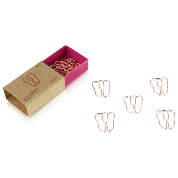 GOLDCLIP Büroklammer Zahn in roségold - Heftklammern mit Verpackung (Inh. 15 Stück)
