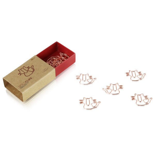 GOLDCLIP Büroklammer Katze in roségold - Heftklammern mit Verpackung (Inh. 15 Stück)
