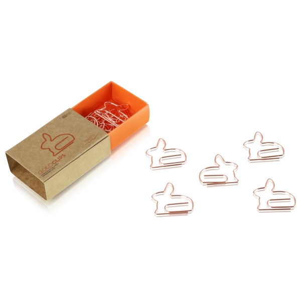 GOLDCLIP Büroklammer Hase in roségold - Heftklammern mit Verpackung (Inh. 15 Stück)