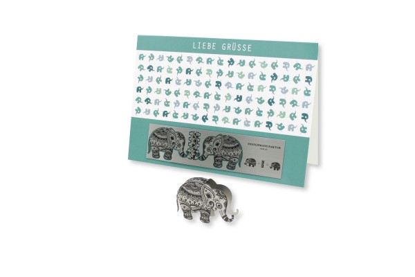Edelstahl-Grußkarte - Elefant