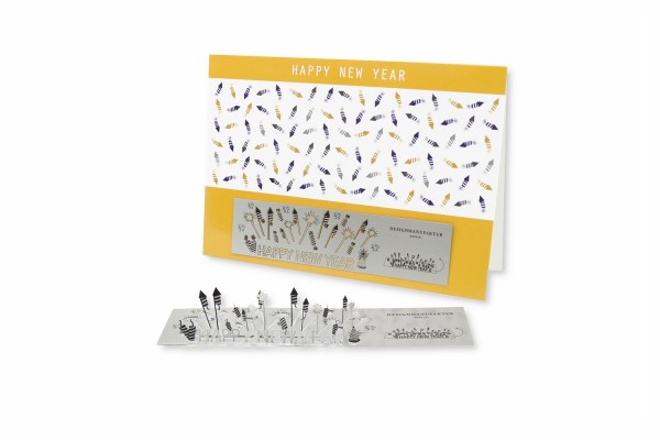 Stainless Steel Greeting Card - Fireworks