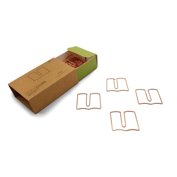 GOLDCLIP Büroklammer Buch in roségold - Heftklammern mit Verpackung (Inh. 15 Stück)