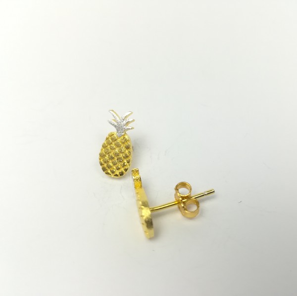 Ohrstecker Ananas gelbgold vergoldet aus 925 Sterling Silber